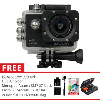 SJCAM COMBO EXTREME X1000 WIFI Limited Edition (SJ4000 2nd Generation With LCD 2") Action Camera - Hitam  
