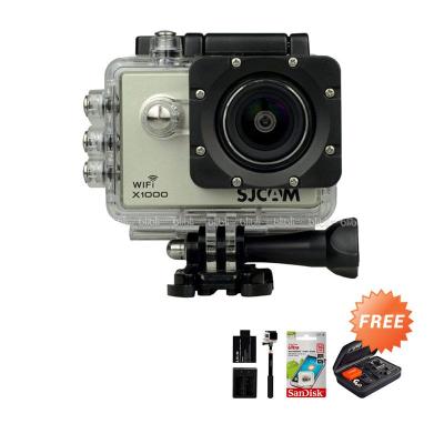 SJCAM x1000 Limited Edition Combo Extreme Silver WiFi Action Camera + Bag + Memory Card + Tongsis + Battery + Dual Charger
