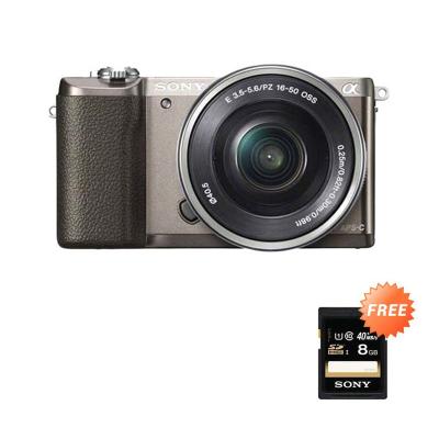 SONY Alpha a5100 Kit 16-50mm Coklat Kamera Mirrorless + Memory Card