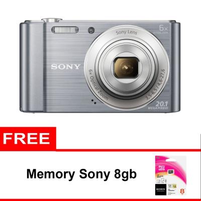 SONY DSC W810 Kamera Pocket - Silver [20.1 MP/6x Optical Zoom] + Free SONY Memory Card 8GB