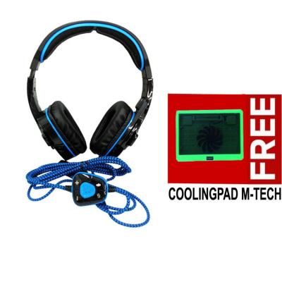 Sades SA-901 Wolfgang Headset Gaming Good Quality + Free M-Tech CoolingPad - Biru