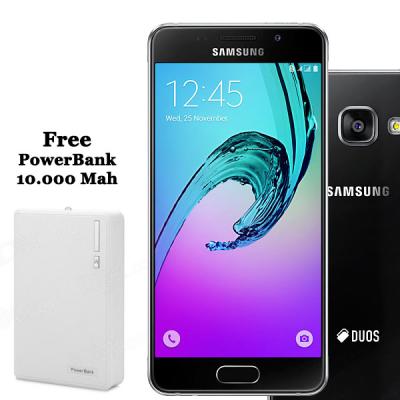 Samsung Galaxy A3 New Series 2016 Smartphone - Black + Free Powerbank 10.000 mAh