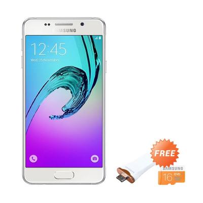 Samsung Galaxy A3 SM-A310 White Smartphone [2016 New Edition] + Samsung OTG Metal White Memory Card + Micro SDHC Evo [16 GB]