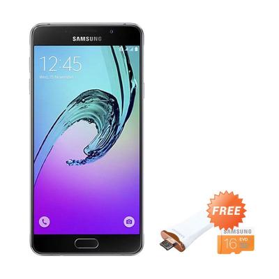 Samsung Galaxy A7 SM-A710 Black Smartphone [2016 New Edition] + Samsung OTG Metal White Memory Card + Micro SDHC Evo [16 GB]