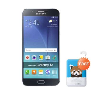 Samsung Galaxy A8 Black Smartphone + Animal Blue Powerbank [8400 mAh]