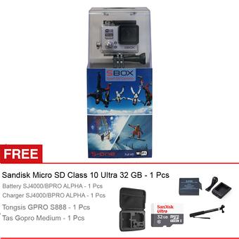 Sbox Action Cam S-One - 12MP - Silver + Gratis Paket Accessories  