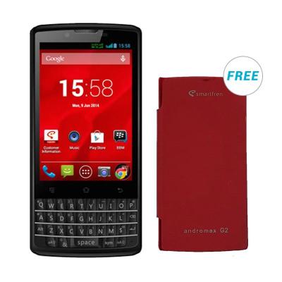 Smartfren Andromax G2 Qwerty Hitam Smartphone - Free Flipcover