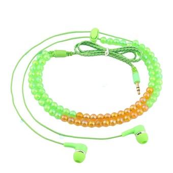Solid Color Beaded In-Ear Headset (Green) (Intl)  