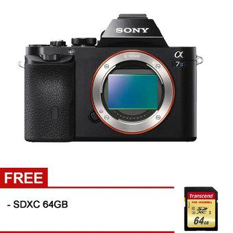 Sony Alpha 7S Kamera Mirrorless - 12MP - Hitam + Gratis SDXC 64GB  