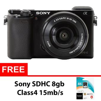 Sony Alpha A6000 - 24.3MP - Kit 16-50mm - Hitam + Gratis Sony SDHC 8gb  