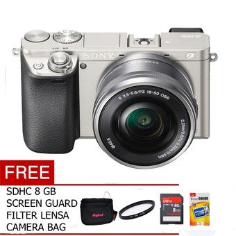 Sony Alpha A6000 Body Only - 24Mp - Putih Kit 16-50mm + Gratis SDHC 8 Gb + Case+ Screen Protector + UV FIlter  