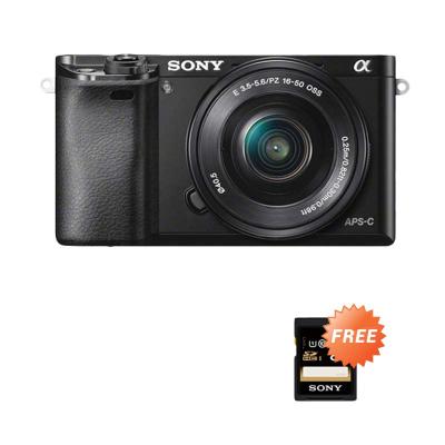 Sony Alpha A6000 Kit 16-50mm Hitam Kamera Mirrorless [24 MP] + SDHC 8 GB