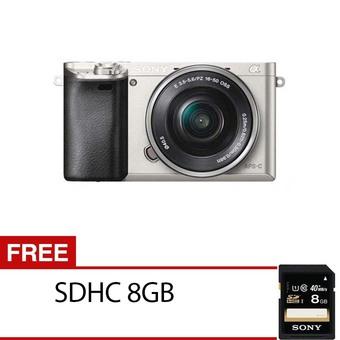 Sony Alpha A6000 Mirrorless Digital Camera 16-50mm Lens - Silver + Free Memory 8GB - Khusus JABODETABEK  