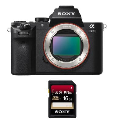 Sony Alpha A7 II ILCE-7M2 Body Only - 24.3MP - Hitam + Sony SDHC UHS-1 16Gb 94mb/s Memory Card