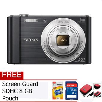 Sony Cyber-Shot DSC-W810 SI - 20.1 MP - Hitam + Free SDHC 8 GB + Screen Guard + Tas Kamera  