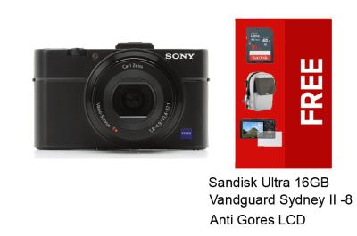 Sony Cybershot DSC-RX100 M2 - 20MP - Hitam + Gratis Aksessories Kamera
