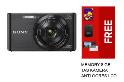 Sony Cybershot DSC W-830 Black, Free Memory 8GB+Tas+Anti Gores LCD