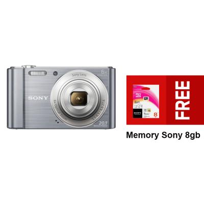 Sony DSC W810 - 20.1MP 6x Optical Zoom - Silver + Memory Sony 8gb