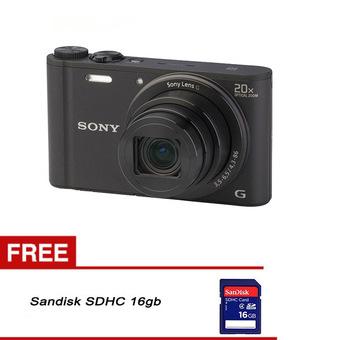 Sony DSC-WX350 - 18.2 MP - 20x High Zoom Cyber-shot with WiFi - Hitam + Gratis SDHC 8GB  