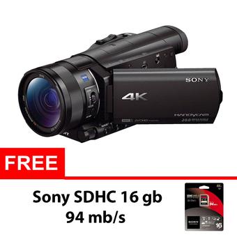 Sony FDR AX100E 4K Expert Handycam - Hitam + Gratis Sony SDHC 16GB 94mb/s  