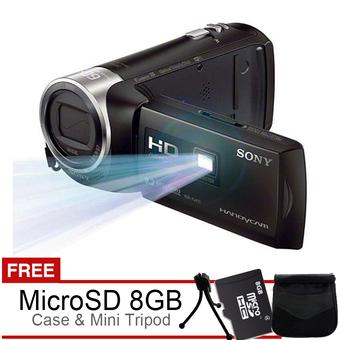 Sony HDR-PJ410 Projector Handycam - Full HD + Gratis MicroSD 8GB + Case + Mini Tripod  
