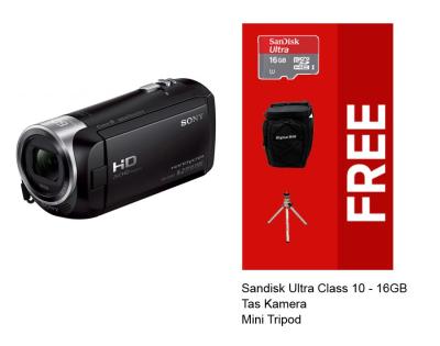 Sony Handycam HDR CX-405 Full HD - Hitam + Gratis Micro SD 16GB + Tas + Mini Tripod