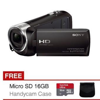Sony Handycam HDR CX240E Full HD - 9.2MP - Hitam + Gratis Sandisk MicroSD 16Gb dan Handycam Case  