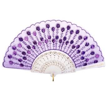 Spanish Sequin Embroidered Hand Fan Purple?  