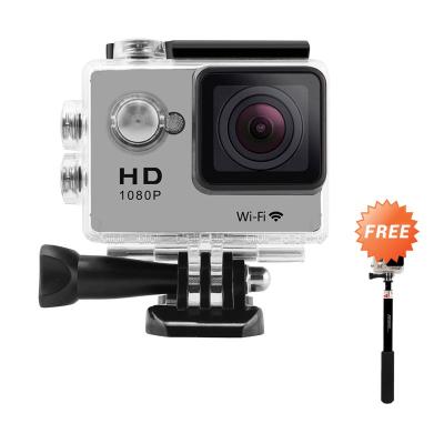 Sport Cam W9 WIFI Like GoPro SJ6000 Silver Action Cam [2 Inch LCD/1080P] + Tongsis