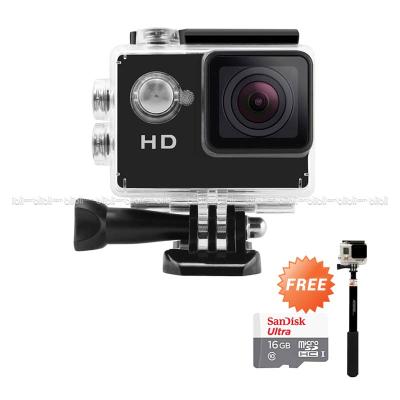 Sport Combo Supreme A8 Hitam Action Camera [LCD 2"/Waterproof]