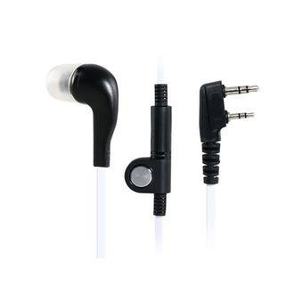 Stylish In ear Earphone with Flat Cable and Clip for Walkie Talkie White  