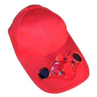 Summer Outdoor Solar Fan Hat Cooling Fan Cap for Golf Baseball Sport Red  