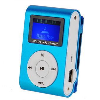 Sunweb Portable Lcd Screen Metal Mini Clip Mp3 Player With Earphone Mp 3 Mp3 Music Players ( Blue ) (Intl)  
