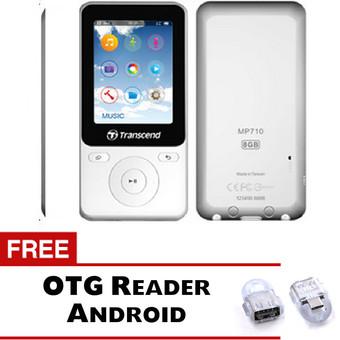 Transcend MP3 Fitness Recorder Player MP710 8GB - Putih + Gratis Trend's OTG Reader Android  