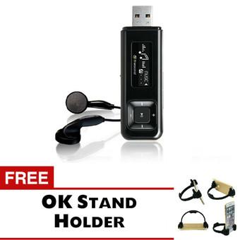 Transcend MP3 Player MP330 8GB - Hitam + Gratis Trend's OK Stand Holder Smartphone  