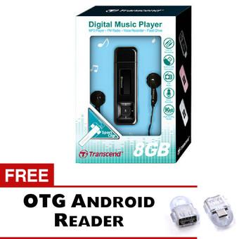 Transcend MP3 Player MP330 8GB - Hitam + Gratis Trend's OTG Reader Android  
