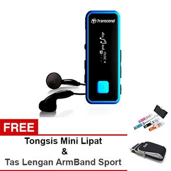 Transcend MP3 Player T-Sonic MP350 8GB With Longlast Battery and Fitness Tracker - Hitam + Gratis Sports Running ArmBand Tas Lengan 618 & Tongsis Monopod Lipat Mini  