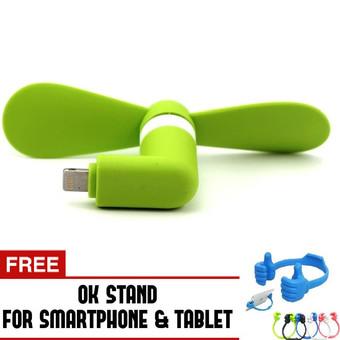 Trend's Kipas Angin Portable Iphone 5/6/6 Plus/iPad Air - Mini USB Fan - Hijau + Gratis OK Stand  