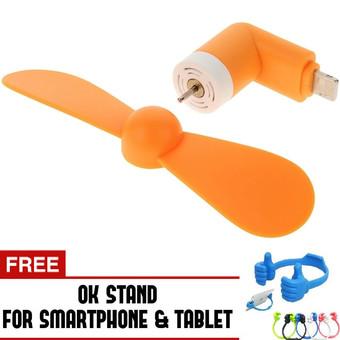 Trend's Kipas Angin Portable Iphone 5/6/6 Plus/iPad Air - Mini USB Fan - Jingga + Gratis OK Stand  