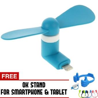 Trend's Kipas Angin Portable Iphone 5/6/6 plus/ipad air - Mini USB Fan - Biru + Gratis OK Stand  