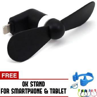 Trend's Kipas Angin Portable Iphone 5/6/6 plus/ipad air - Mini USB Fan - Hitam + Gratis OK Stand  