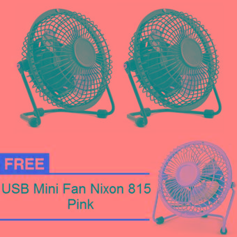 USB Mini Fan 4" Nixon 815 DC 5V 2 Pcs - Hitam + Free USB Mini Fan 4" Nixon 815 Pink  