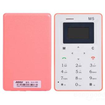 Ultra Thin AIEK M5 Card Mobile Phone Mini Pocket GSM Children Card Phone (Red)  