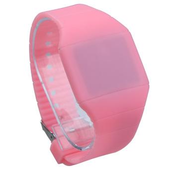 Unisex Digital LED Wrist Watch Girl Boy Touch Screen Silicone Sweet Pink  