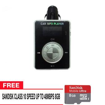 Universal Car Mp3 Player With Fm Modulator - Hitam + Free Sandisk Class 10 Speed up 48mbps 8GB  