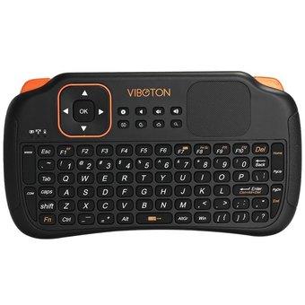 Viboton S1 3-in-1 2.4GHz Wireless Keyboard with Air Mouse and Remote Control with Touchpad for Windows Linux (Black)  