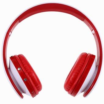 Wireless Stereo Bluetooth V3.0 EDR Headphone with Mic Support TF Card FM Radio MP3 Player (White Red)(INTL)  