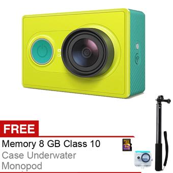 Xiaomi Yi Action Camera - 16 MP - Hijau + Gratis Case Underwater + 8GB + Monopod  