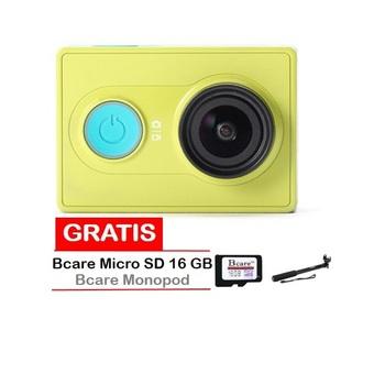 Xiaomi Yi Action Camera - 16 MP - Kuning + Gratis MicroSD 16 GB Class 10 + Monopod  