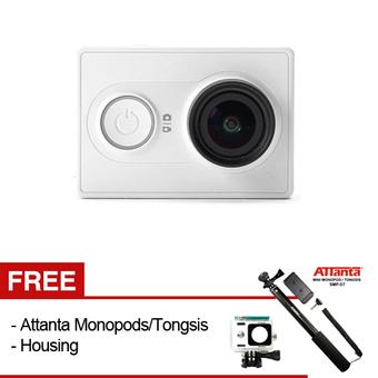 Xiaomy Yi Action Camera Basic - 16 MP - Putih + Gratis Monopod + Tongsis+Hosing  